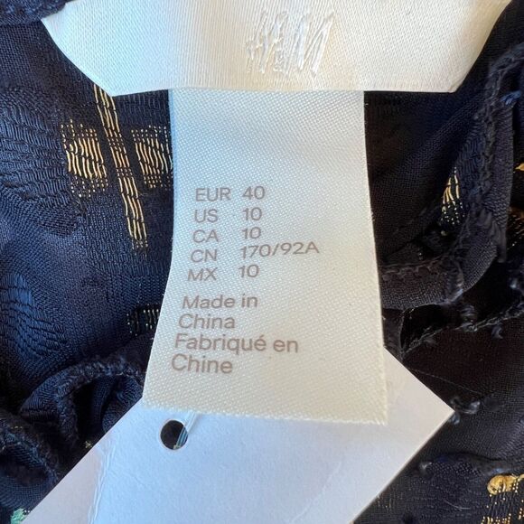 NWT Womens H&M Spaghetti Strap Top Crop Blouse Navy Blue Size 10 EU 40 - Picture 10 of 11